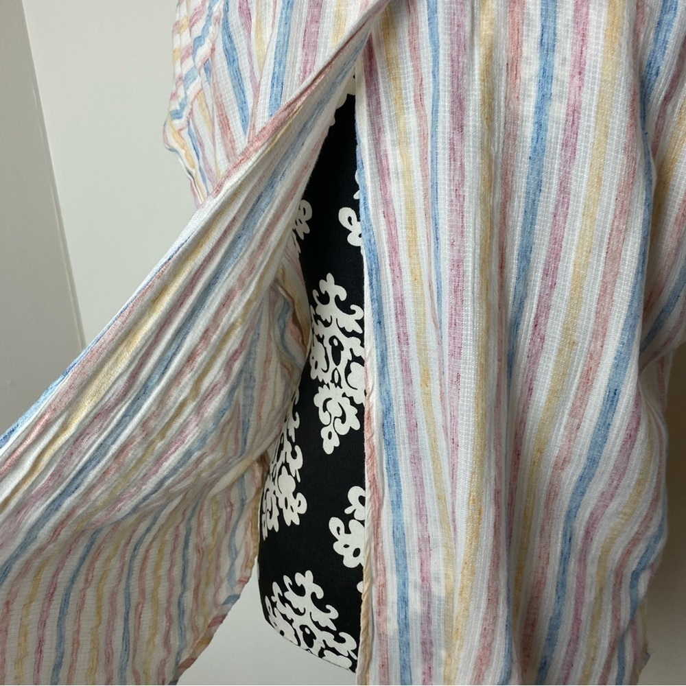 Lucky Brand Split Back Striped Button Front Lightweight Top - Picture 4 of 15